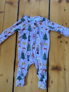 Pink Chicken Nutcracker Christmas Newborn sleeper with fold over sleeves/footies